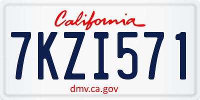CA license plate 7KZI571
