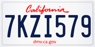 CA license plate 7KZI579