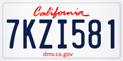 CA license plate 7KZI581