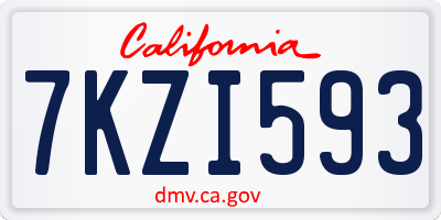CA license plate 7KZI593