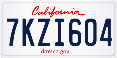 CA license plate 7KZI604