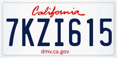 CA license plate 7KZI615