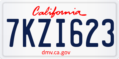 CA license plate 7KZI623