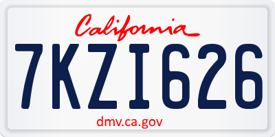 CA license plate 7KZI626