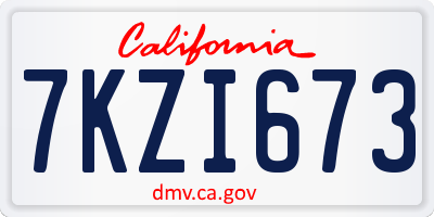 CA license plate 7KZI673