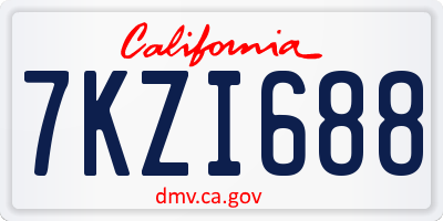 CA license plate 7KZI688