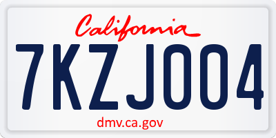 CA license plate 7KZJ004