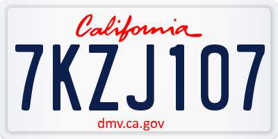 CA license plate 7KZJ107