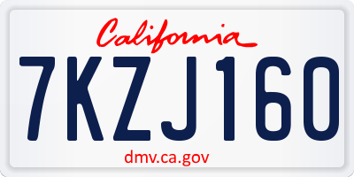CA license plate 7KZJ160