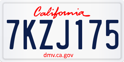 CA license plate 7KZJ175