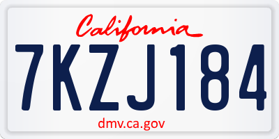 CA license plate 7KZJ184