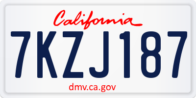 CA license plate 7KZJ187