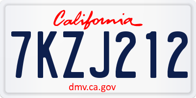 CA license plate 7KZJ212