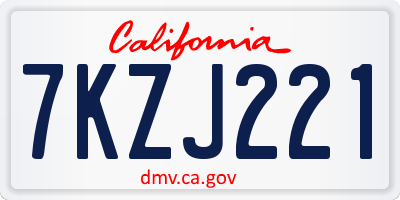 CA license plate 7KZJ221