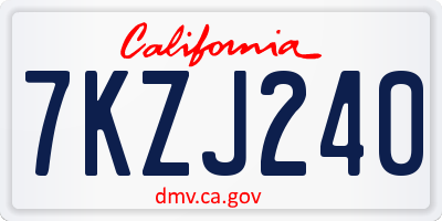 CA license plate 7KZJ240
