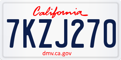 CA license plate 7KZJ270