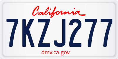 CA license plate 7KZJ277