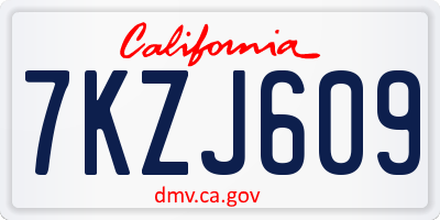 CA license plate 7KZJ609