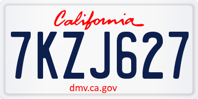 CA license plate 7KZJ627