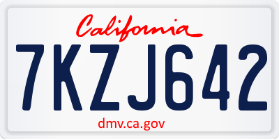 CA license plate 7KZJ642