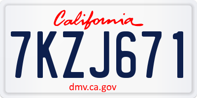 CA license plate 7KZJ671