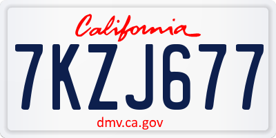 CA license plate 7KZJ677