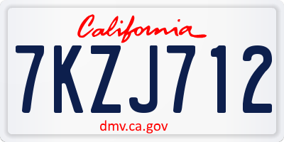 CA license plate 7KZJ712
