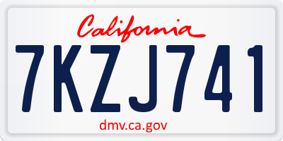 CA license plate 7KZJ741