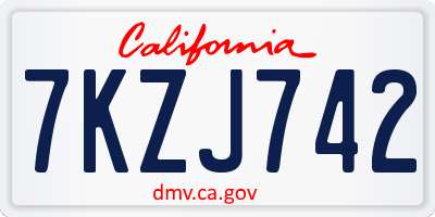 CA license plate 7KZJ742
