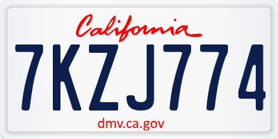 CA license plate 7KZJ774