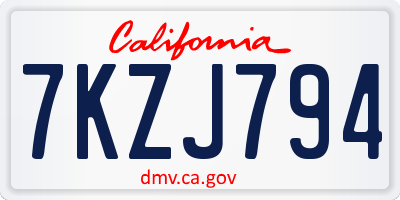 CA license plate 7KZJ794