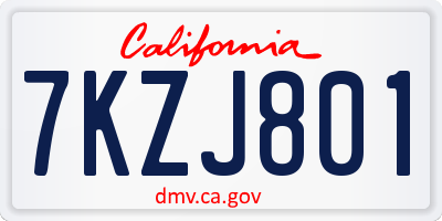 CA license plate 7KZJ801