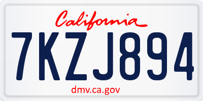 CA license plate 7KZJ894