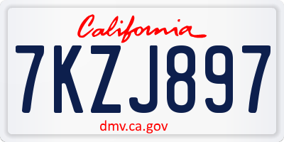 CA license plate 7KZJ897