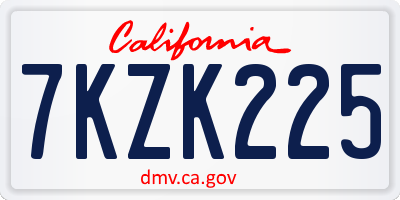 CA license plate 7KZK225