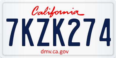 CA license plate 7KZK274