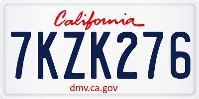 CA license plate 7KZK276