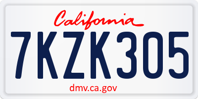 CA license plate 7KZK305