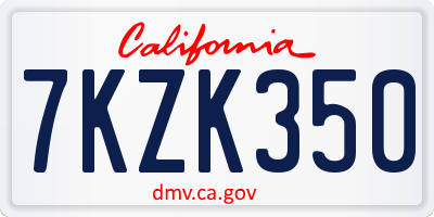 CA license plate 7KZK350