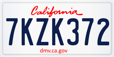 CA license plate 7KZK372