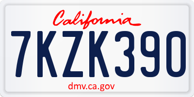 CA license plate 7KZK390