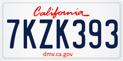 CA license plate 7KZK393