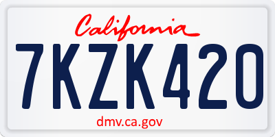 CA license plate 7KZK420