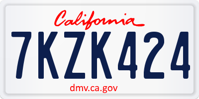 CA license plate 7KZK424