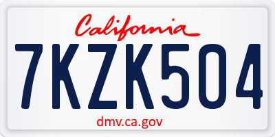 CA license plate 7KZK504