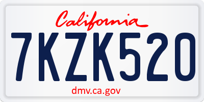 CA license plate 7KZK520