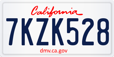 CA license plate 7KZK528
