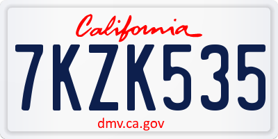 CA license plate 7KZK535