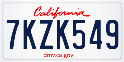 CA license plate 7KZK549