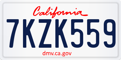 CA license plate 7KZK559